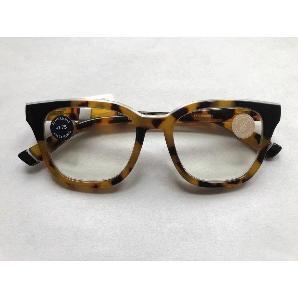 New Anthropologie Ramona Tortoise Black Peepers Blue light Filter Readers +1.75